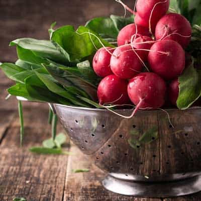 When choosing radishes look for healthy green tops