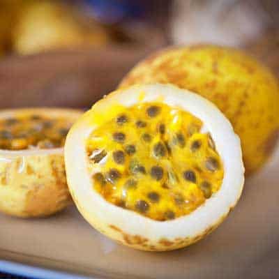 healthy passionfruit sliced open on table in oklahoma